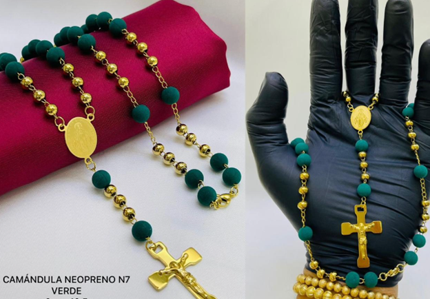 CAMANDULA ACERO INOXIDABLE NEOPRENO VERDE DORADO