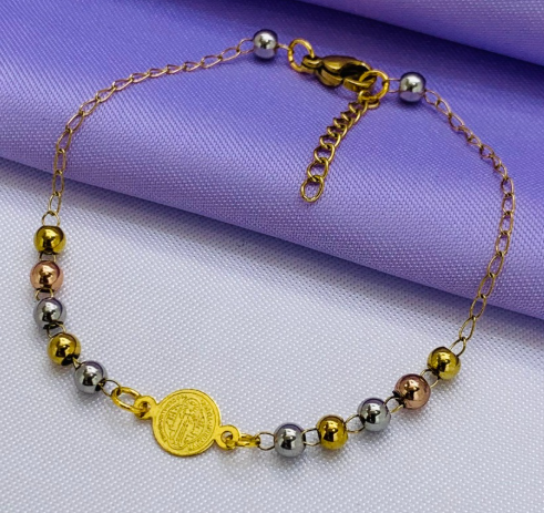 PULSERA ACERO INOXIDABLE 3 OROS