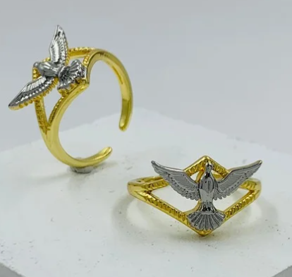 ANILLO RODIO AGUILA DORADO PLATEADO