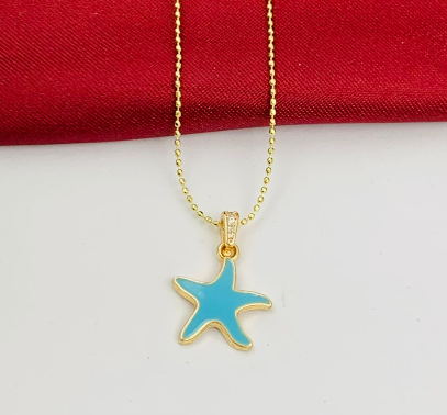 DUO RODIO ESTRELLA MAR AZUL DORADO