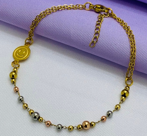 PULSERA ACERO INOXIDABLE DORADO 3 OROS