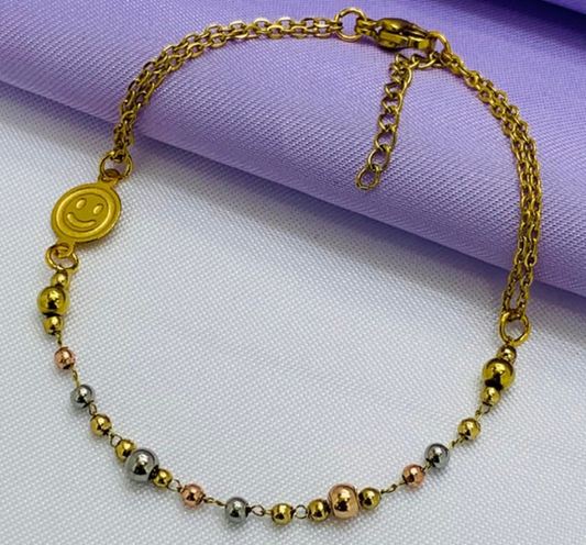 PULSERA ACERO INOXIDABLE DORADO 3 OROS