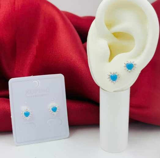 TOPO RODIO CORAZON AZUL PLATEADO