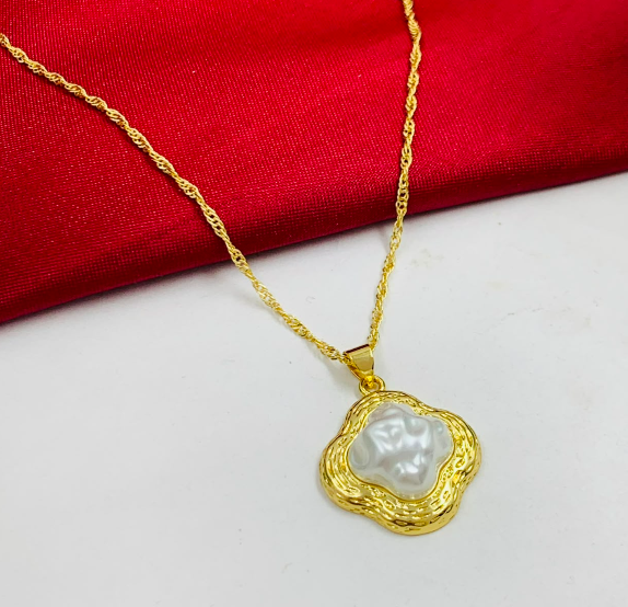 DUO RODIO ESTRELLA PERLA ARRUGADITA DORADO