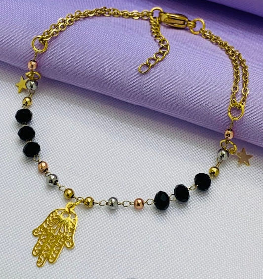 PULSERA ACERO INOXIDABLE  3 OROS DORADO