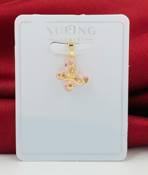 DIJE RODIO MARIPOSA ROSA DORADO