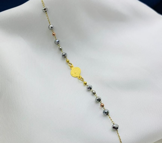 PULSERA ACERO INOXIDABLE DORADO GRIS