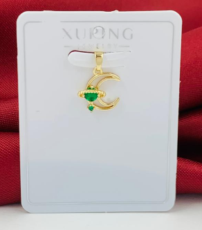 DIJE RODIO LUNA PLANETA VERDE CIRCON DORADO