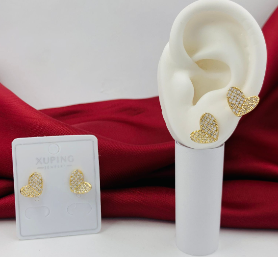 TOPO RODIO CORAZON DOBLES CIRCON BLANCO DORADO