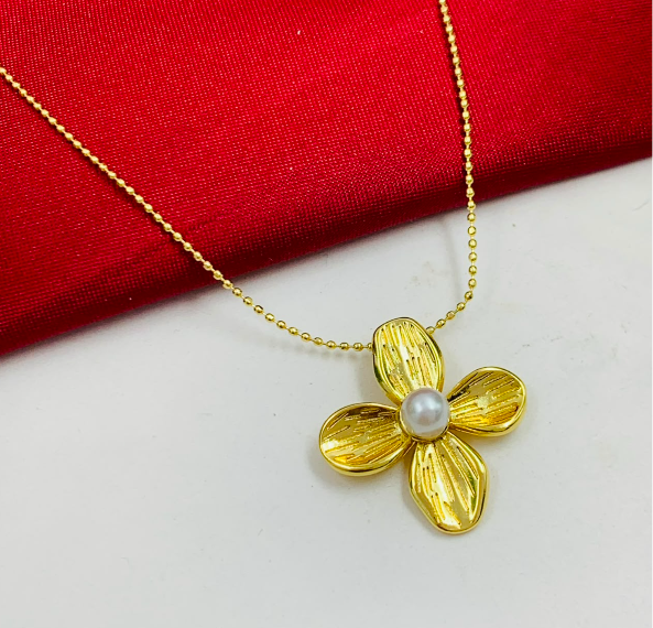 DUO RODIO FLOR PERLA DORADO