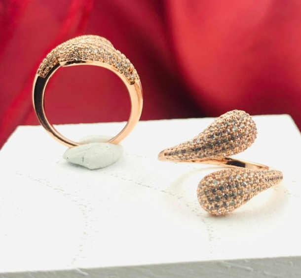 ANILLO RODIO 2 GOTAS ESQUINAS CIRCON BLANCO ROSA