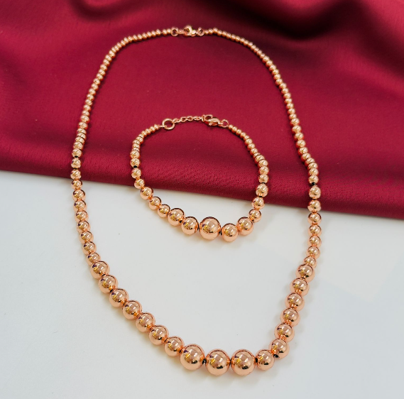 COMBO RODIO COLLAR Y PULSERA ROSA