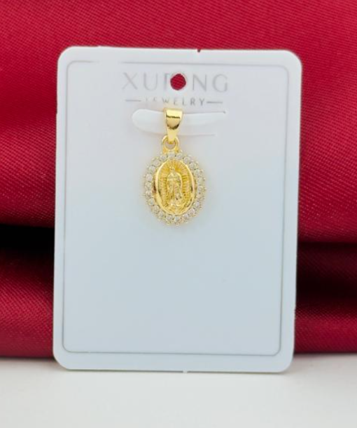DIJE RODIO VIRGEN DORADO CIRCONES