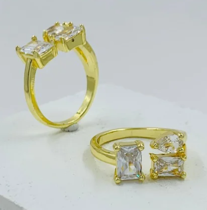 ANILLO RODIO DORADO CIRCON