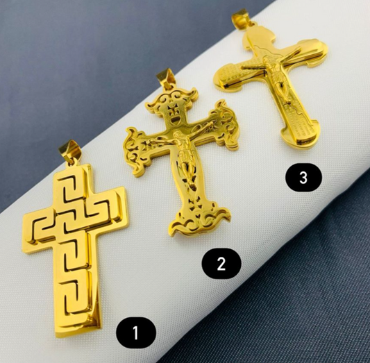 DIJE ACERO INOXIDABLE CRUZ DORADO