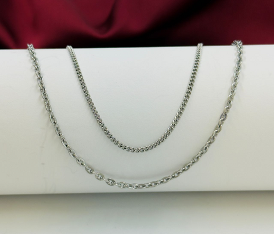 CADENA DOBLE ACERO INOXIDABLE CUBANA ESLABON DIAMANTADO