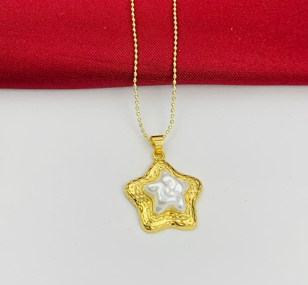 DUO RODIO ESTRELLA PERLA REDONDA DORADO