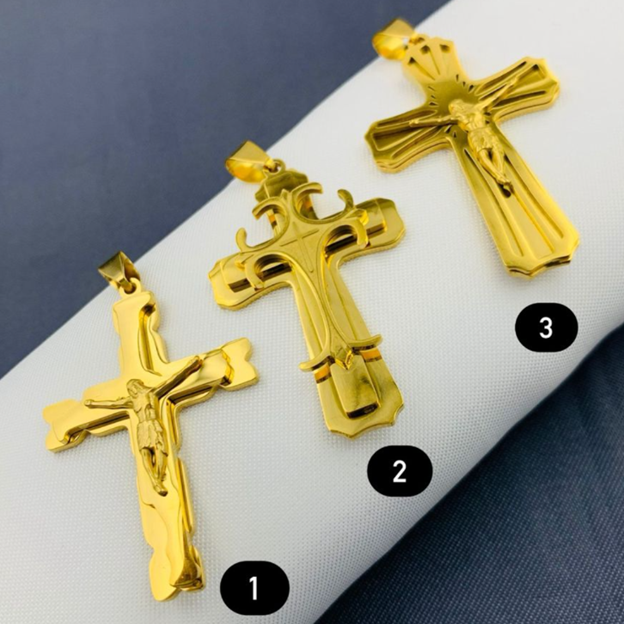 DIJE ACERO INOXIDABLE CRUZ DORADO
