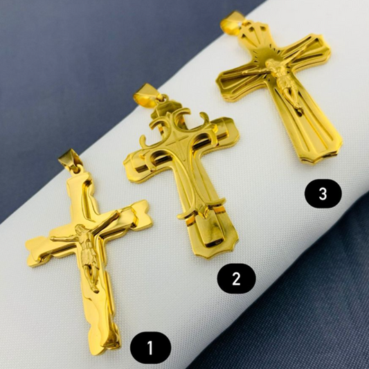 DIJE ACERO INOXIDABLE CRUZ DORADO