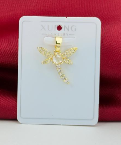 DIJE RODIO LIBELULA CIRCONES DORADO