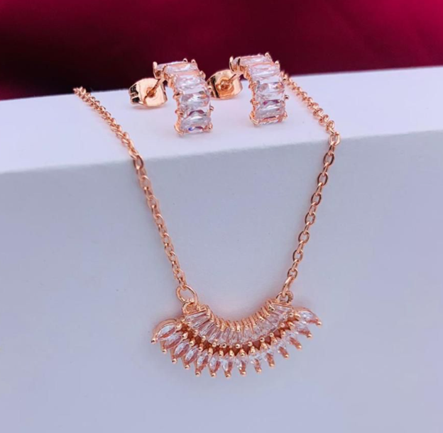 JUEGO RODIO CIRCONES GOTA MEDIO CIRCULO ROSA
