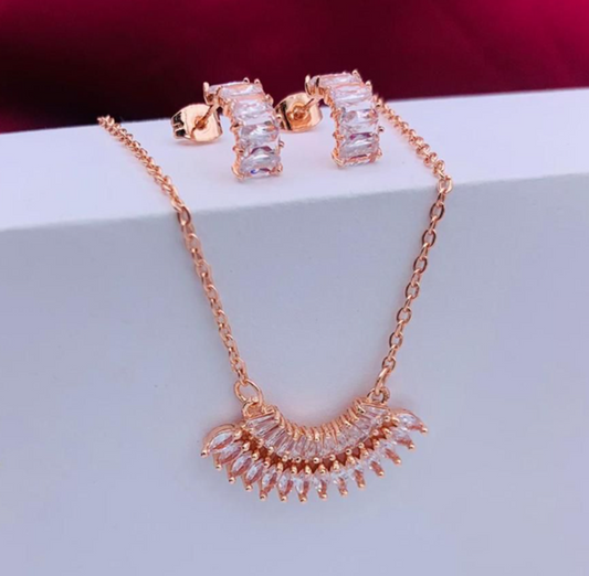 JUEGO RODIO CIRCONES GOTA MEDIO CIRCULO ROSA
