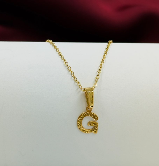 CADENA DIJE ACERO INOXIDABLE LETRA G DORADO