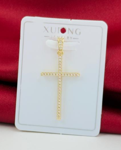 DIJE RODIO CRUZ LARGA CIRCON