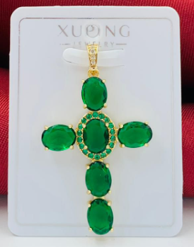 DIJE RODIO CRUZ TIPO ESMERALDA