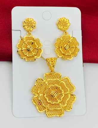 JUEGO RODIO FILIGRANA ROSA DORADO