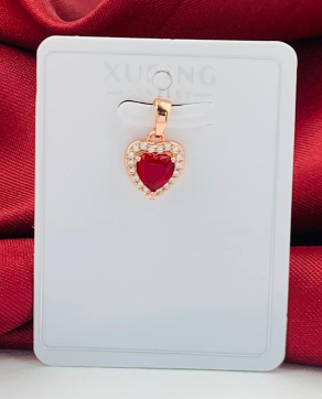 DIJE RODIO ROSA CORAZON CIRCON ROJO