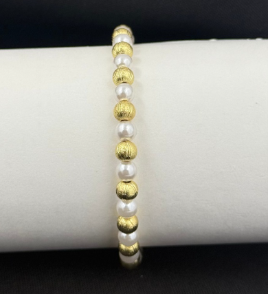 PULSERA RODIO PERLA DORADO