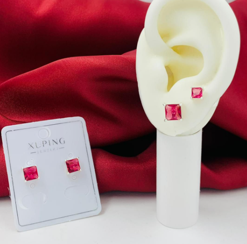 TOPO RODIO CIRCON ROSADO CUADRADO PLATIZADO