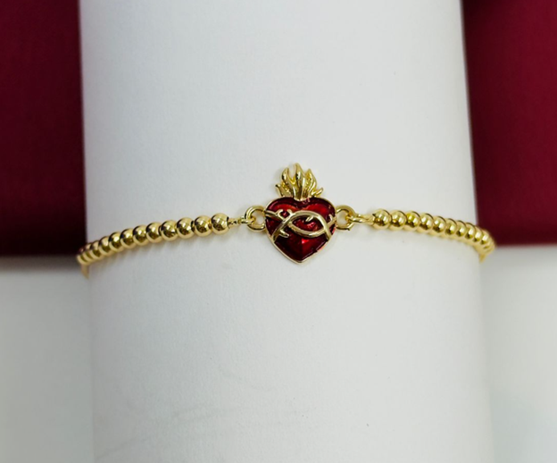 PULSERA RODIO CORAZON EN LLAMAS