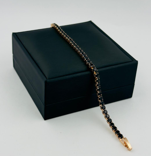 PULSERA RODIO TENIS CIRCON NEGRO ROSA