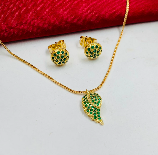 JUEGO RODIO ALAS CIRCON VERDE DORADO