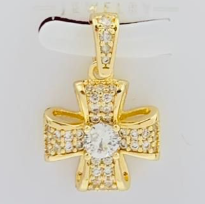 DIJE RODIO CRUZ DORADO CIRCON