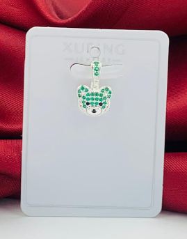 DIJE RODIO PLATIZADO OSO CIRCON VERDE