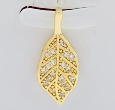 DIJE RODIO HOJA CIRCON DORADO