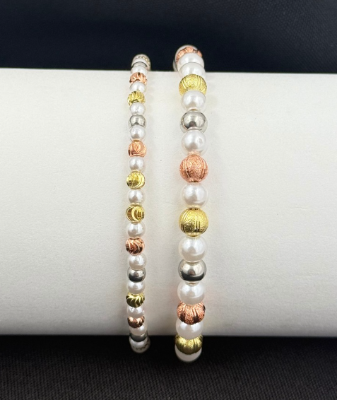 PULSERA RODIO PERLA 3 OROS