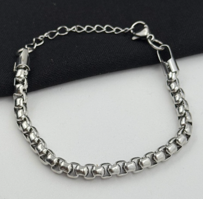 PULSERA ACERO INOXIDABLE PLATEADA VENECIANO GRUESO