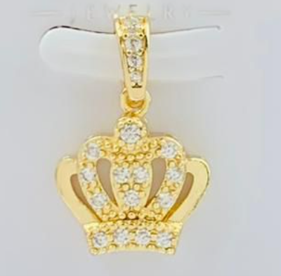 DIJE RODIO CORONA CIRCON DORADO