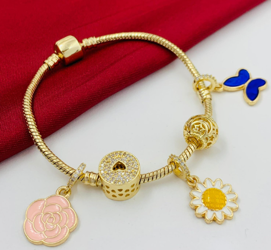PULSERA PANDORA RODIO FLOR