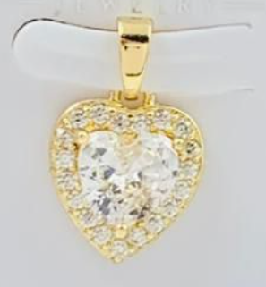 DIJE RODIO CORAZON CIRCON DORADO