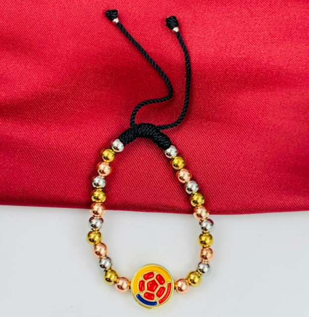 PULSERA ACERO INOXIDABLE COLOMBIA 3 OROS FUTBOL
