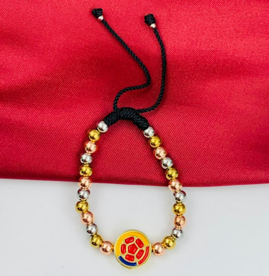 PULSERA ACERO INOXIDABLE COLOMBIA 3 OROS FUTBOL
