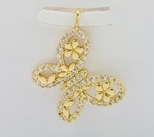 DIJE RODIO MARIPOSA CIRCON DORADO