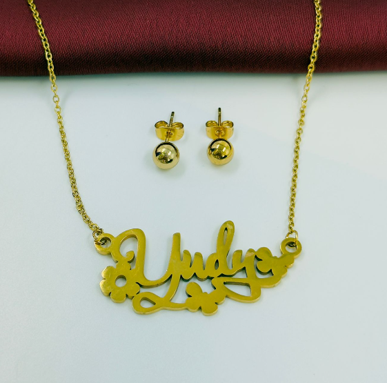 COMBO ACEERO INOXIDABLE CADENA TOPOS NOMBRE YUDY