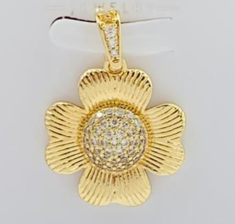 DIJE RODIO FLOR CIRCON DORADO