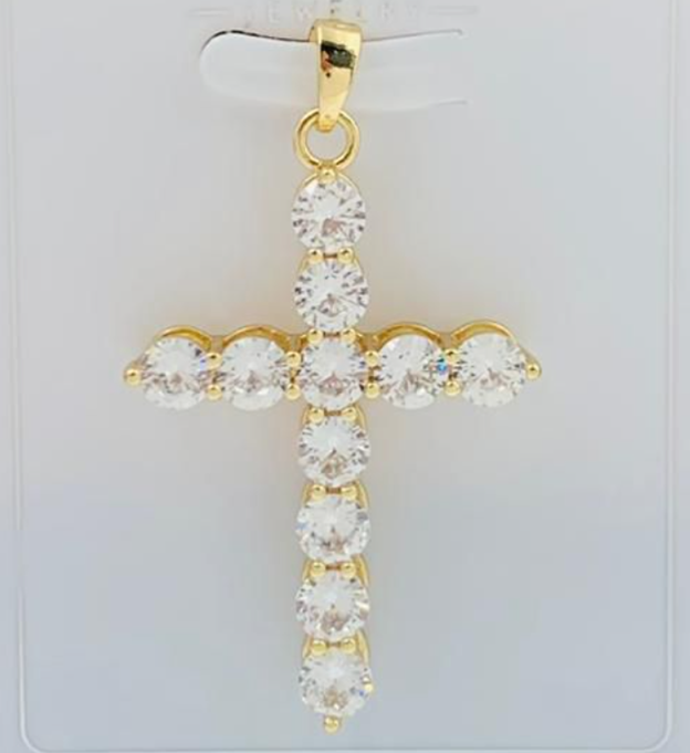 DIJE RODIO CRUZ CIRCON DORADO